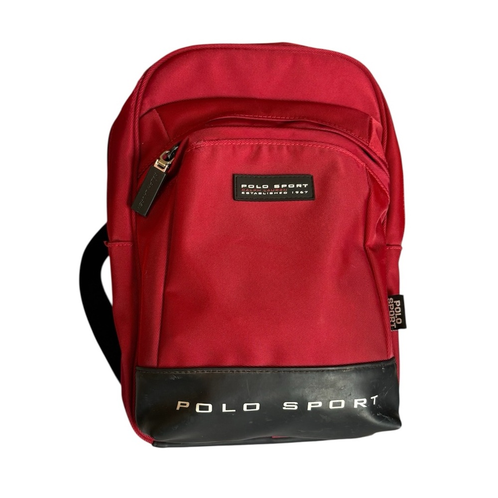 Vintage 90s Polo Sport Ralph Lauren Red Nylon Backpack